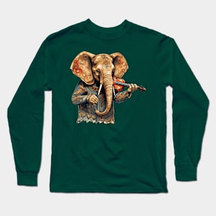 Elephant playing violin Long Sleeve T-Shirt